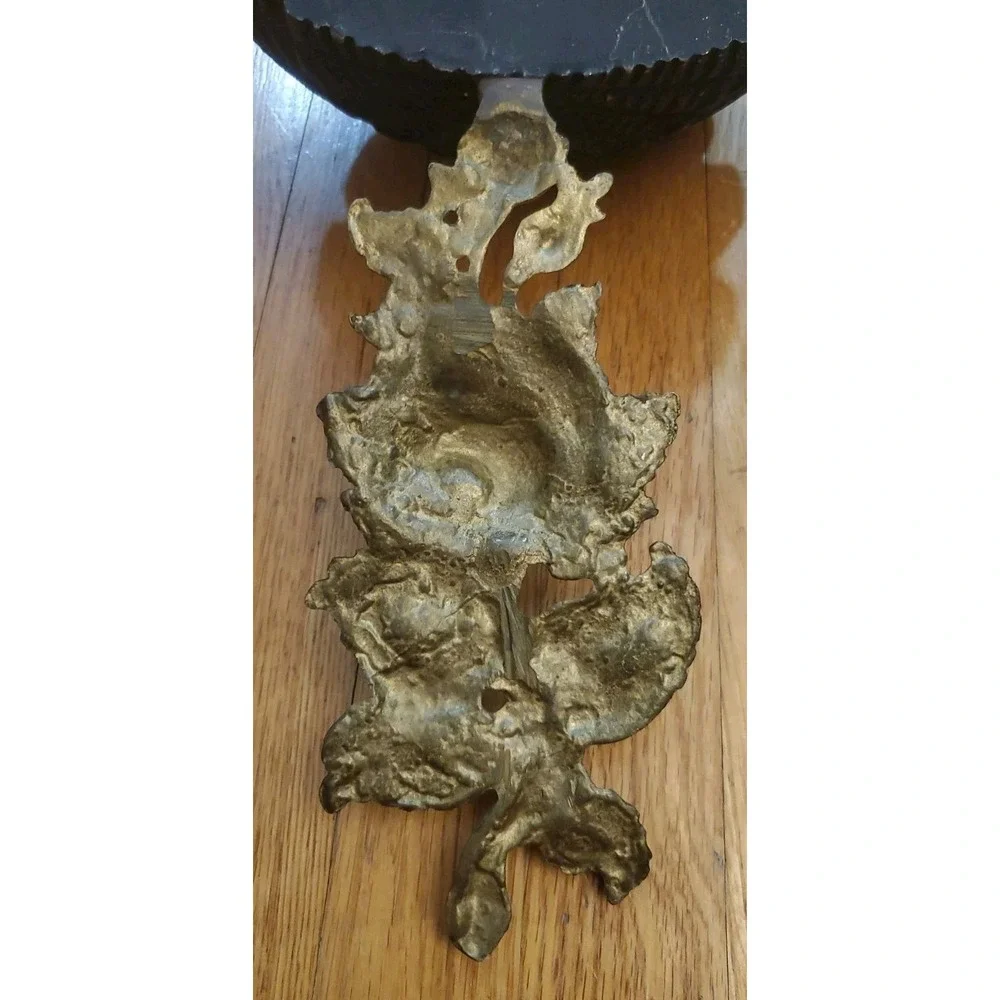 Repurposed Virginia Metalcrafters 2207 Brass Rose Curtain Tie Back Wall Shelves